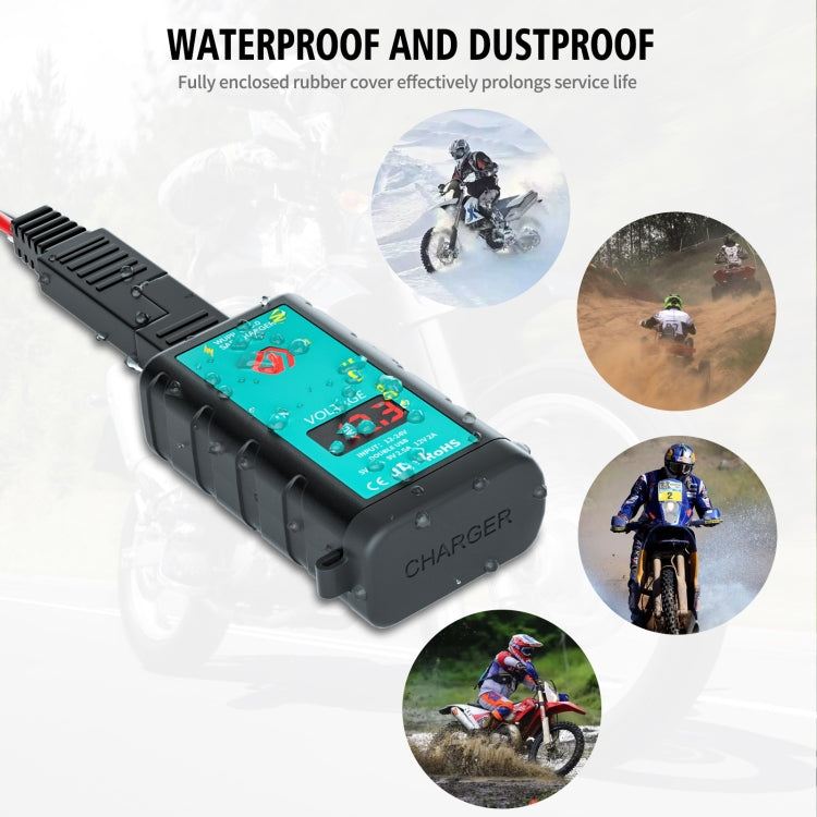 WUPP ZH-1422B2 DC12-24V Motorcycle Square Single USB + PD Fast Charging Charger with Switch + Voltmeter + Integrated SAE Socket + 1m SAE Socket Cable - Battery Charger by WUPP | Online Shopping South Africa | PMC TechLife | Buy Now Pay Later Mobicred