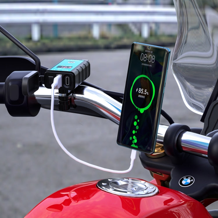 WUPP ZH-1422B2 DC12-24V Motorcycle Square Single USB + PD Fast Charging Charger with Switch + Voltmeter + Integrated SAE Socket + 1m SAE Socket Cable - Battery Charger by WUPP | Online Shopping South Africa | PMC TechLife | Buy Now Pay Later Mobicred