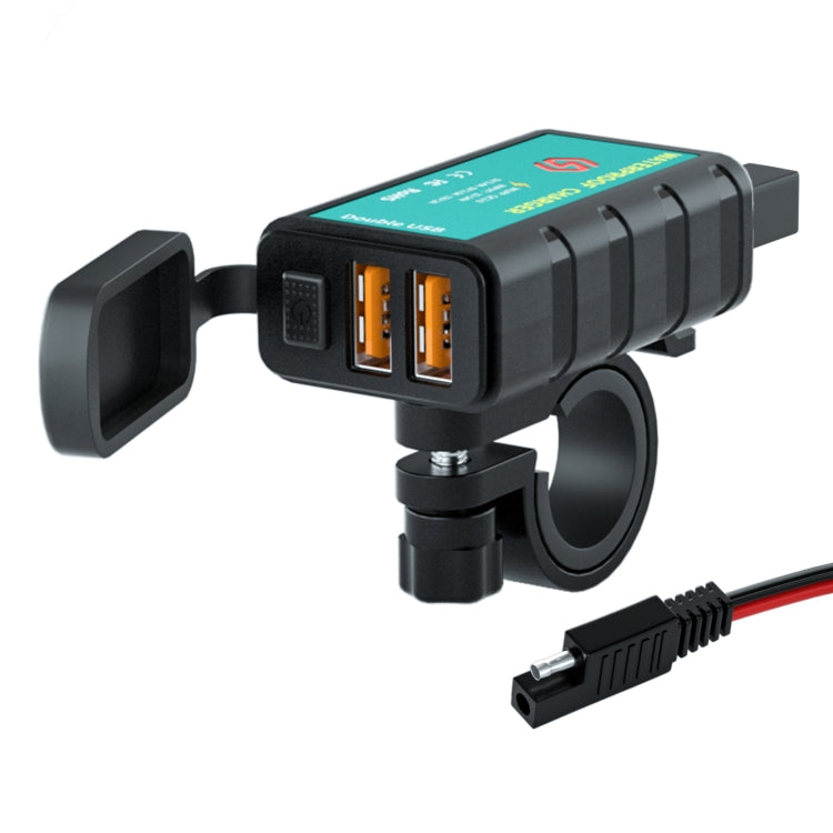 WUPP ZH-1422C2 Motorcycle Square Dual USB Fast Charging Charger with Switch + Integrated SAE Socket + 1m SAE Socket Cable - Battery Charger by WUPP | Online Shopping South Africa | PMC TechLife | Buy Now Pay Later Mobicred