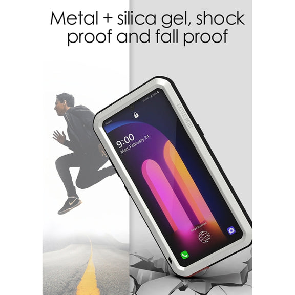 For LG V60 ThinQ 5G LOVE MEI Metal Shockproof Water-resistant Dustproof Protective Case with Glass(White)