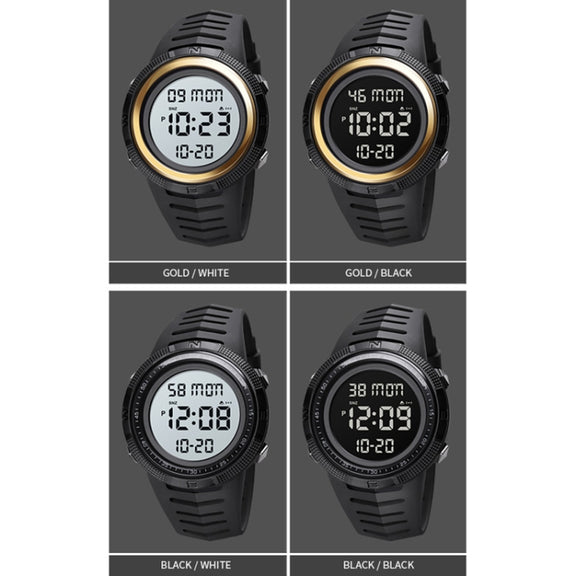 SKMEI 1632 Dual Time Display Luminous Electronic Watch, Support Alarm Clock(Golden Black)