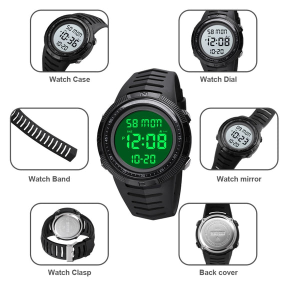 SKMEI 1632 Dual Time Display Luminous Electronic Watch, Support Alarm Clock(Golden Black)