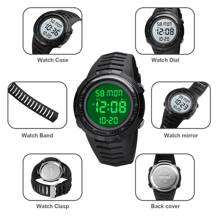 SKMEI 1632 Dual Time Display Luminous Electronic Watch, Support Alarm Clock(Black and White)