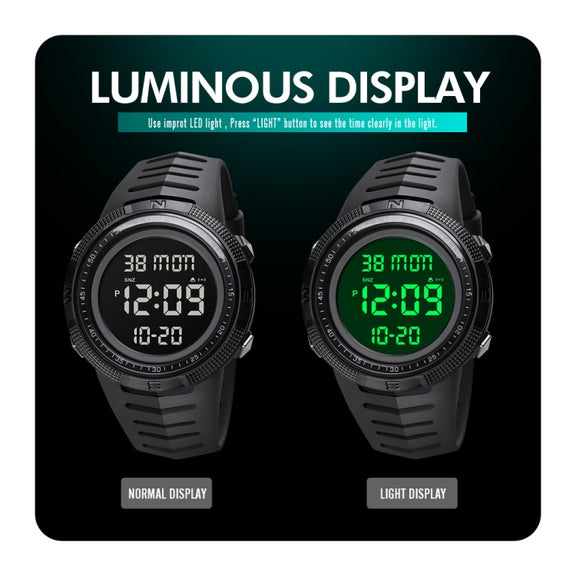 SKMEI 1632 Dual Time Display Luminous Electronic Watch, Support Alarm Clock(Black and White)