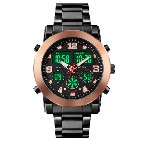SKMEI 1642 Three-time Display Luminous Electronic Watch, Support Alarm Clock(Rose Gold)