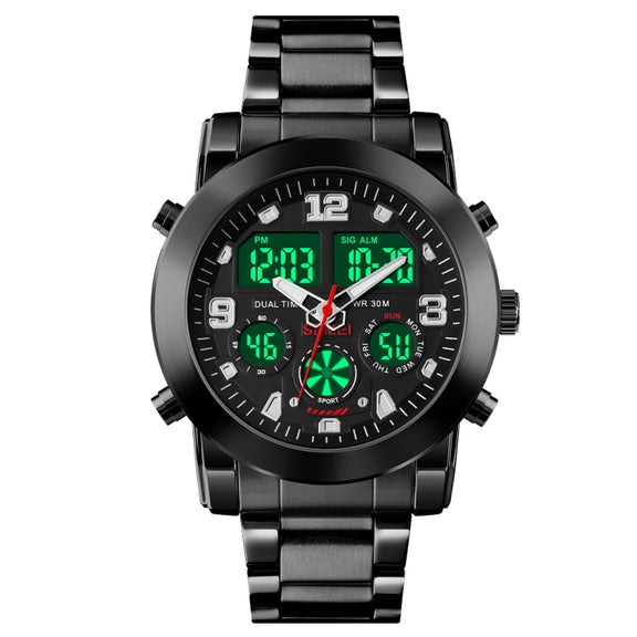 SKMEI 1642 Three-time Display Luminous Electronic Watch, Support Alarm Clock(Black)