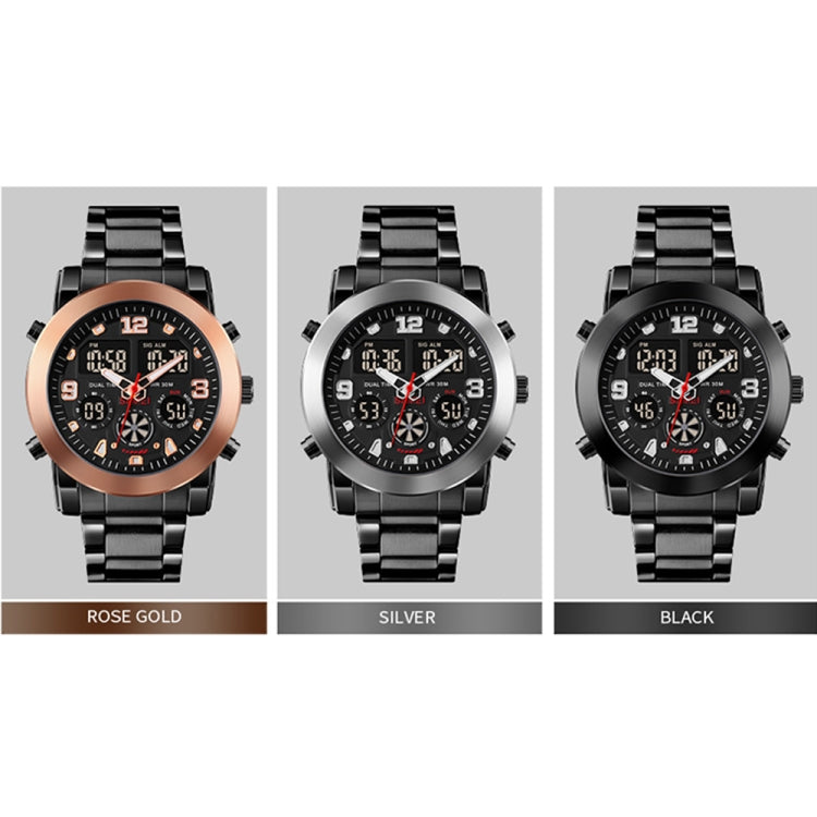 SKMEI 1642 Three-time Display Luminous Electronic Watch, Support Alarm Clock(Black)