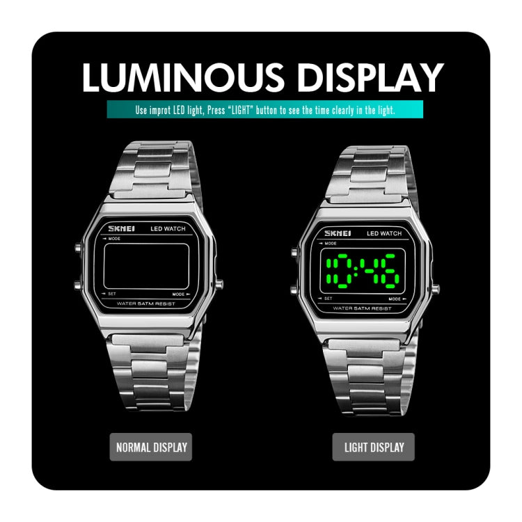 SKMEI 1646 LED Digital Display Luminous Electronic Watch(Black) - free shipping - PMC TechLife - Order now!