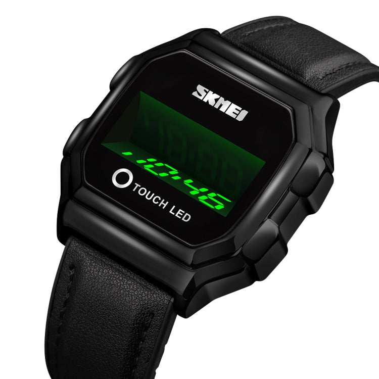 SKMEI 1650 Leather Strap Version LED Digital Display Electronic Watch with Touch Luminous Button(Black) - free shipping - PMC TechLife - Order now!