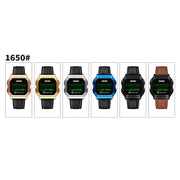 SKMEI 1650 Leather Strap Version LED Digital Display Electronic Watch with Touch Luminous Button(Gold)