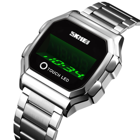 SKMEI 1650 Steel Strap Version LED Digital Display Electronic Watch with Touch Luminous Button(Silver)