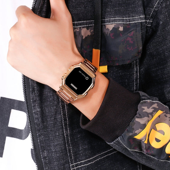 SKMEI 1650 Steel Strap Version LED Digital Display Electronic Watch with Touch Luminous Button(Black)