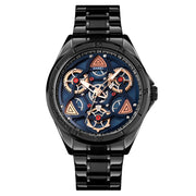 SKMEI 1678 Men Water-resistant Quartz Watch with Rotatable Gear Dial(Black Shell Blue Surface)