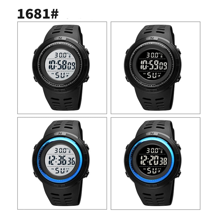 SKMEI 1681 Multifunctional LED Digital Display Luminous Electronic Watch, Support Body / Ambient Temperature Measurement(Blue Black) - free shipping - PMC TechLife - Order now!