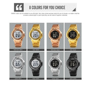 SKMEI 1712 Dual Time LED Digital Display Luminous Stainless Steel Strap Electronic Watch(Silver and White)