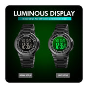 SKMEI 1712 Dual Time LED Digital Display Luminous Stainless Steel Strap Electronic Watch(Silver and White)