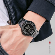 SKMEI 1712 Dual Time LED Digital Display Luminous Stainless Steel Strap Electronic Watch(Silver and Black)
