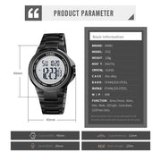 SKMEI 1712 Dual Time LED Digital Display Luminous Stainless Steel Strap Electronic Watch(Silver and Black)