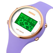 SKMEI 1720 Round Dial LED Digital Display Luminous Silicone Strap Electronic Watch(Purple)