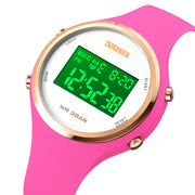 SKMEI 1720 Round Dial LED Digital Display Luminous Silicone Strap Electronic Watch(Rose Red)