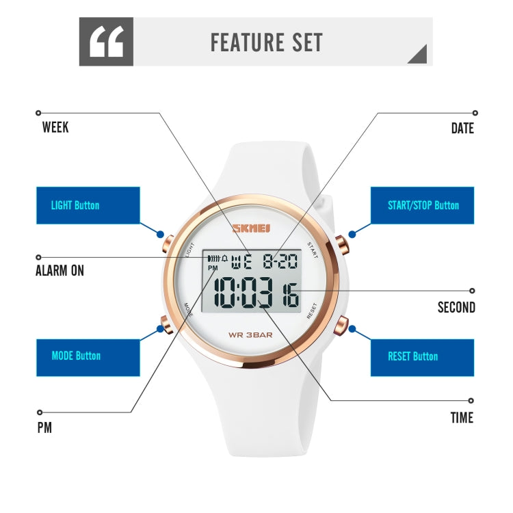 SKMEI 1720 Round Dial LED Digital Display Luminous Silicone Strap Electronic Watch(Black)