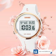 SKMEI 1720 Round Dial LED Digital Display Luminous Silicone Strap Electronic Watch(Black)