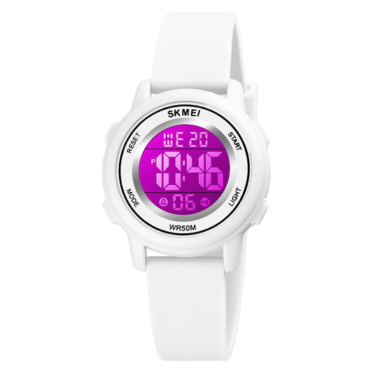 SKMEI 1721 Triplicate Round Dial LED Digital Display Luminous Silicone Strap Electronic Watch(White) - free shipping - PMC Jewellery - Order now!