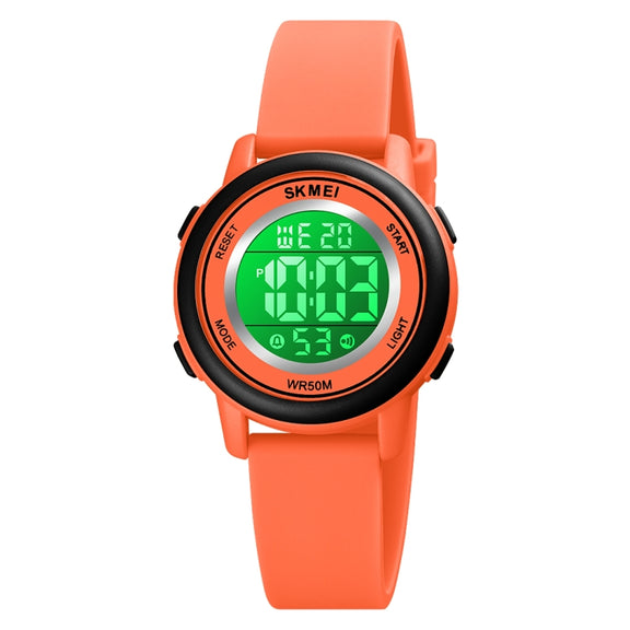 SKMEI 1721 Triplicate Round Dial LED Digital Display Luminous Silicone Strap Electronic Watch(Orange)