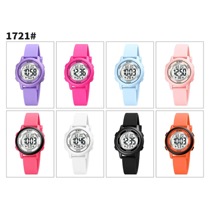 SKMEI 1721 Triplicate Round Dial LED Digital Display Luminous Silicone Strap Electronic Watch(Peach Red) - free shipping - PMC Jewellery - Order now!