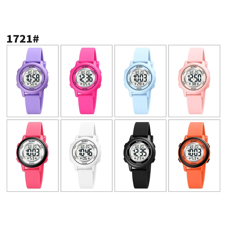 SKMEI 1721 Triplicate Round Dial LED Digital Display Luminous Silicone Strap Electronic Watch(Orange)