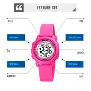 SKMEI 1721 Triplicate Round Dial LED Digital Display Luminous Silicone Strap Electronic Watch(Pink Blue)
