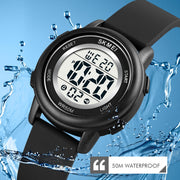 SKMEI 1721 Triplicate Round Dial LED Digital Display Luminous Silicone Strap Electronic Watch(Pink Blue)