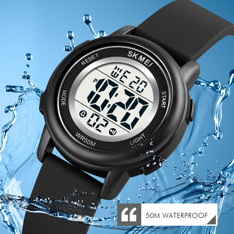 SKMEI 1721 Triplicate Round Dial LED Digital Display Luminous Silicone Strap Electronic Watch(Pink Blue)