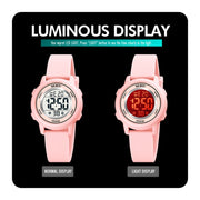 SKMEI 1721 Triplicate Round Dial LED Digital Display Luminous Silicone Strap Electronic Watch(Pink Blue)