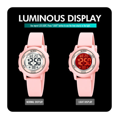 SKMEI 1721 Triplicate Round Dial LED Digital Display Luminous Silicone Strap Electronic Watch(White) - free shipping - PMC Jewellery - Order now!