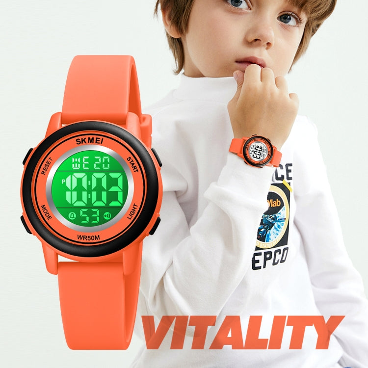 SKMEI 1721 Triplicate Round Dial LED Digital Display Luminous Silicone Strap Electronic Watch(Pink Blue)