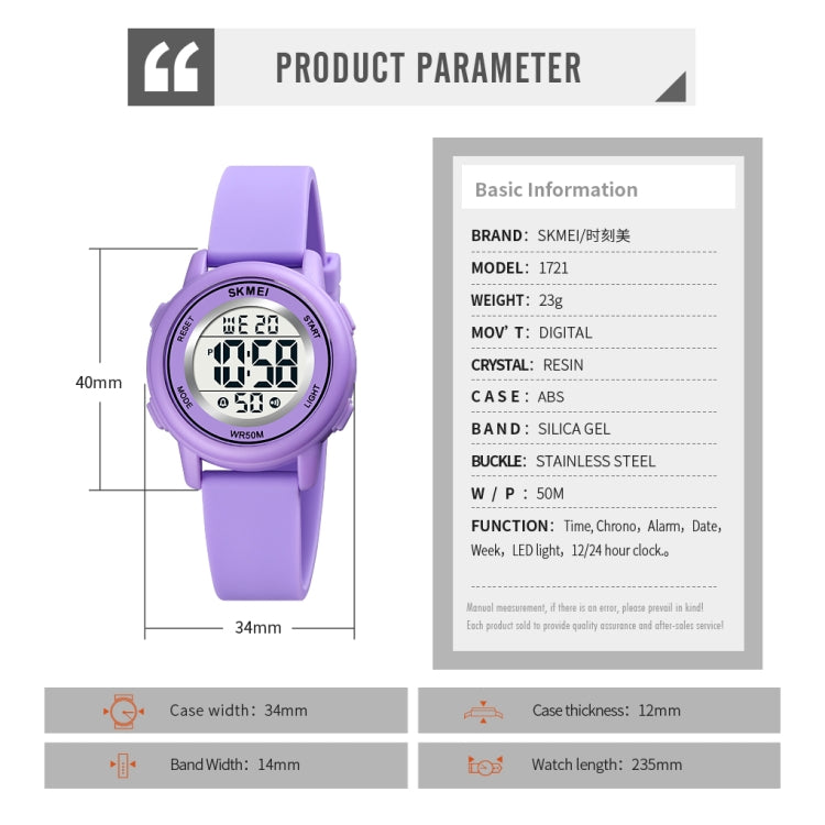 SKMEI 1721 Triplicate Round Dial LED Digital Display Luminous Silicone Strap Electronic Watch(Pink Blue)