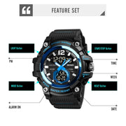 SKMEI 1725 Three Time LED Digital Display Timing Luminous Electronic Watch(Blue)