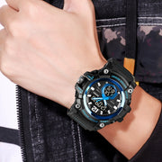 SKMEI 1725 Three Time LED Digital Display Timing Luminous Electronic Watch(Blue)