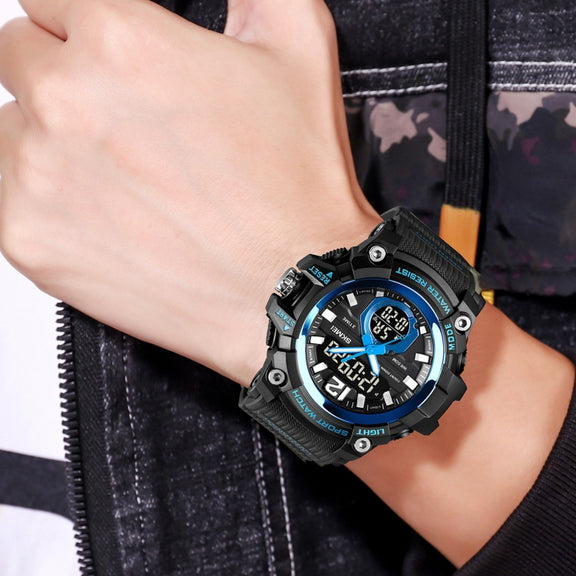 SKMEI 1725 Three Time LED Digital Display Timing Luminous Electronic Watch(Blue)