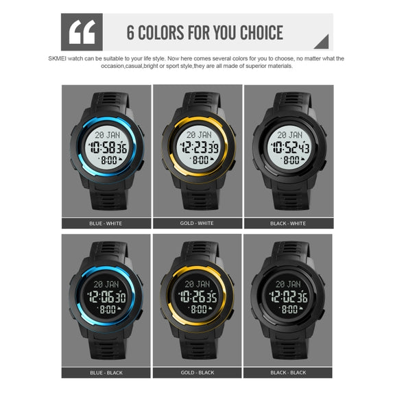 SKMEI 1729 Qibla Calendar Timing Multifunctional LED Digital Display Luminous Electronic Watch(Blue and White)