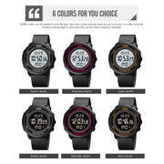 SKMEI 1736 Triplicate Round Dial Timing LED Digital Display Luminous Electronic Watch(Rose Red and White)