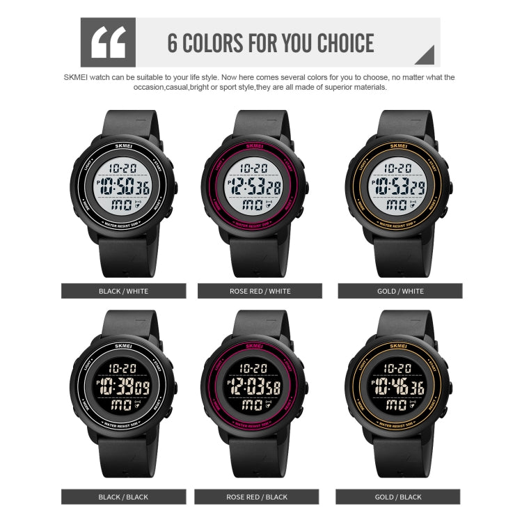 SKMEI 1736 Triplicate Round Dial Timing LED Digital Display Luminous Electronic Watch(Gold and Black)