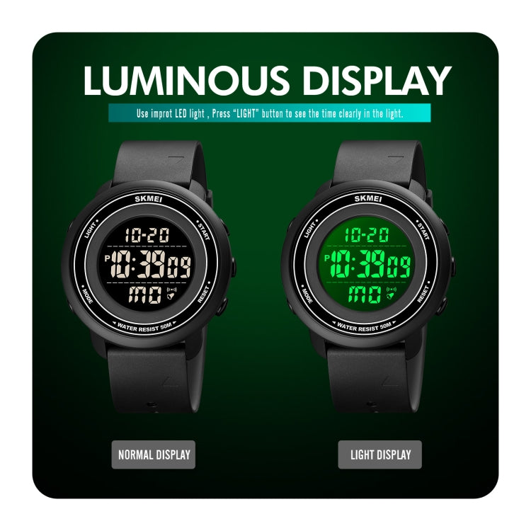 SKMEI 1736 Triplicate Round Dial Timing LED Digital Display Luminous Electronic Watch(Gold and Black)