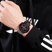 SKMEI 1736 Triplicate Round Dial Timing LED Digital Display Luminous Electronic Watch(Black and White)