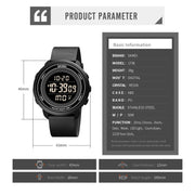 SKMEI 1736 Triplicate Round Dial Timing LED Digital Display Luminous Electronic Watch(Black)