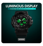 SKMEI 1742 Four-screen LED Digital Display Luminous Sports Shockproof Electronic Watch for Men(Black)