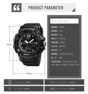SKMEI 1742 Four-screen LED Digital Display Luminous Sports Shockproof Electronic Watch for Men(Blue)