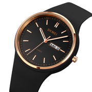 SKMEI 1747 Simple Bar scale Dial Silicone Strap Quartz Watch for Ladies(Black)