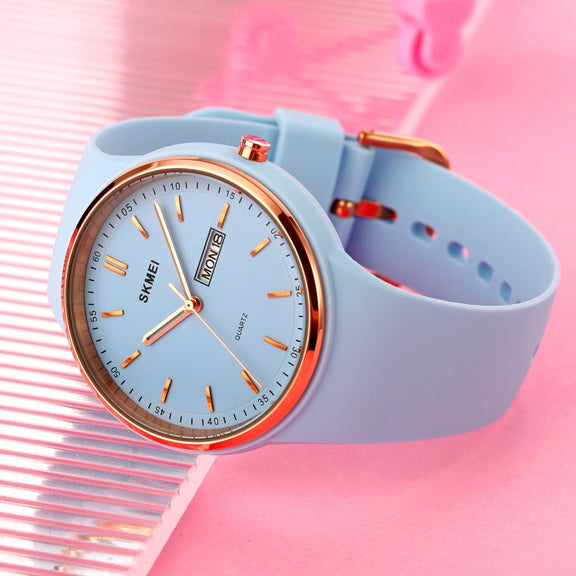 SKMEI 1747 Simple Bar scale Dial Silicone Strap Quartz Watch for Ladies(White)